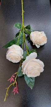 Fir trandafiri artificiali crem 80cm – flori decorative material textil